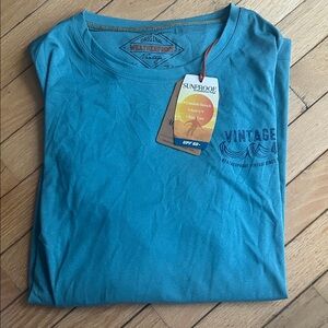 NWT Weatherproof Sunproof UPF 50+ Vintage Men's Teal Blue Long Sleeve Tee